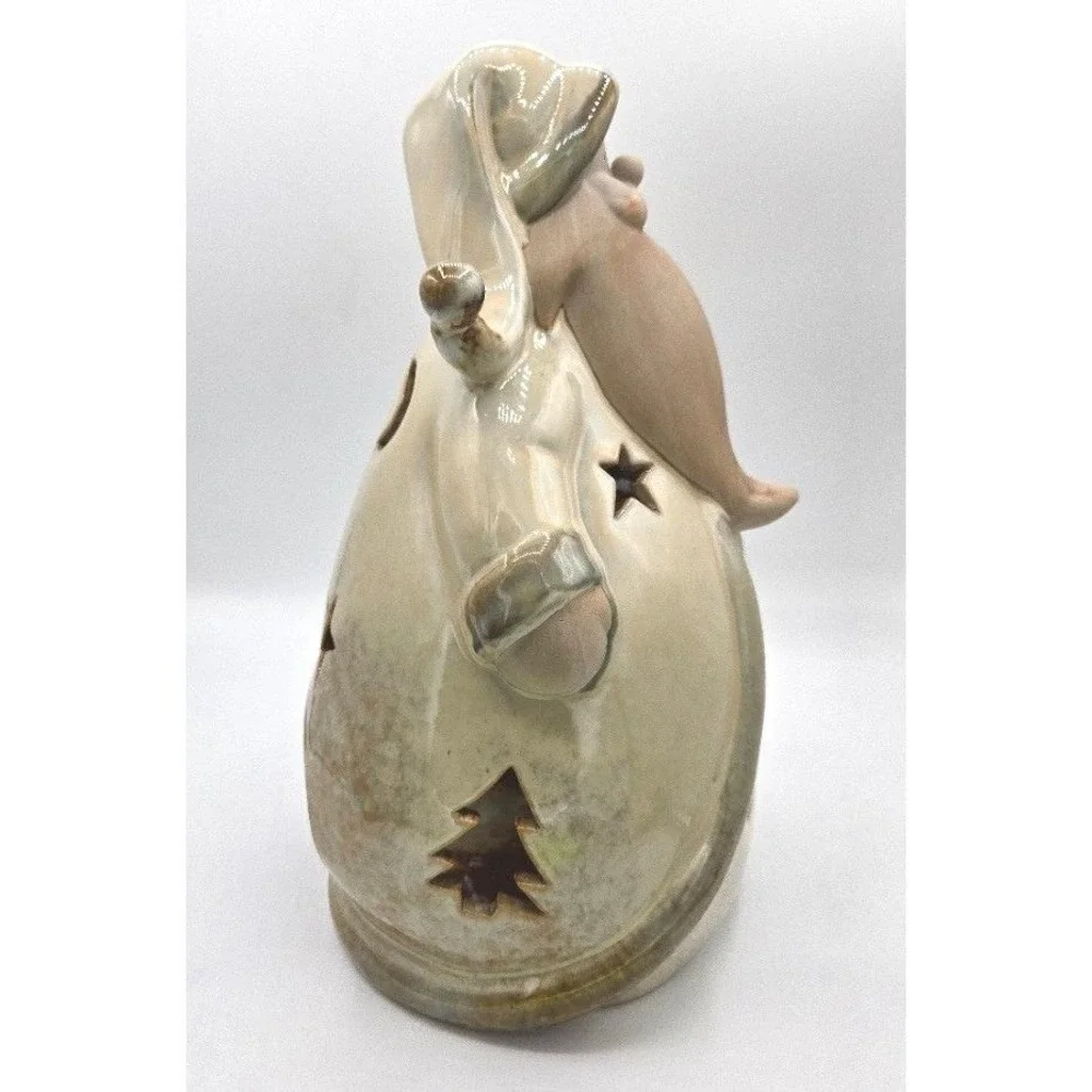 Vintage Ceramic Santa Candle‎ Holder - Rustic Christmas Decor